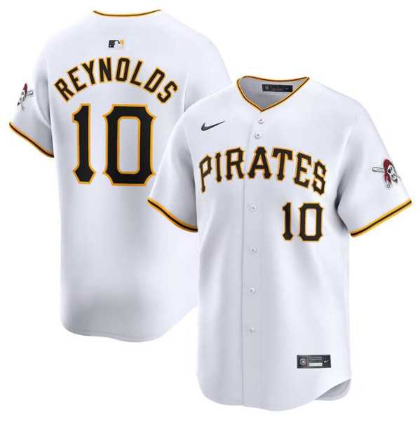 Men%27s Pittsburgh Pirates #10 Bryan Reynolds White Home Limited Baseball Stitched Jersey Dzhi